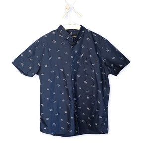 SUSHI shirt •XL by MOLOKAI SURF men's short sleeve casual navy blue button-down